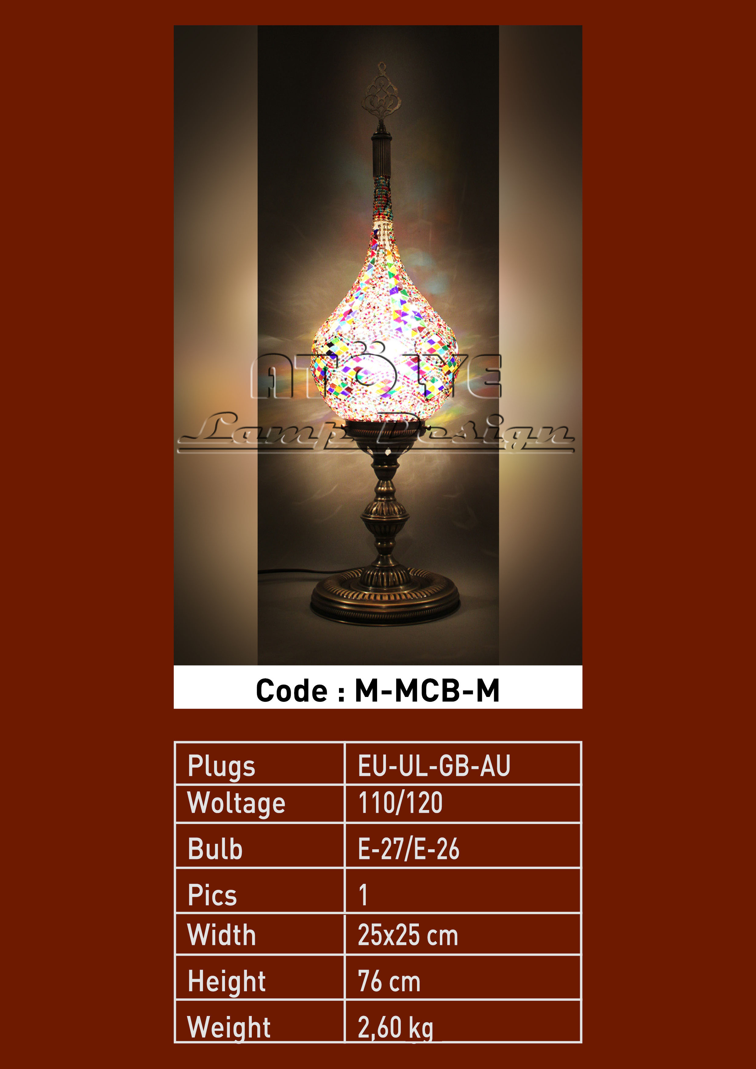 turkish mosaic table lamp big drop