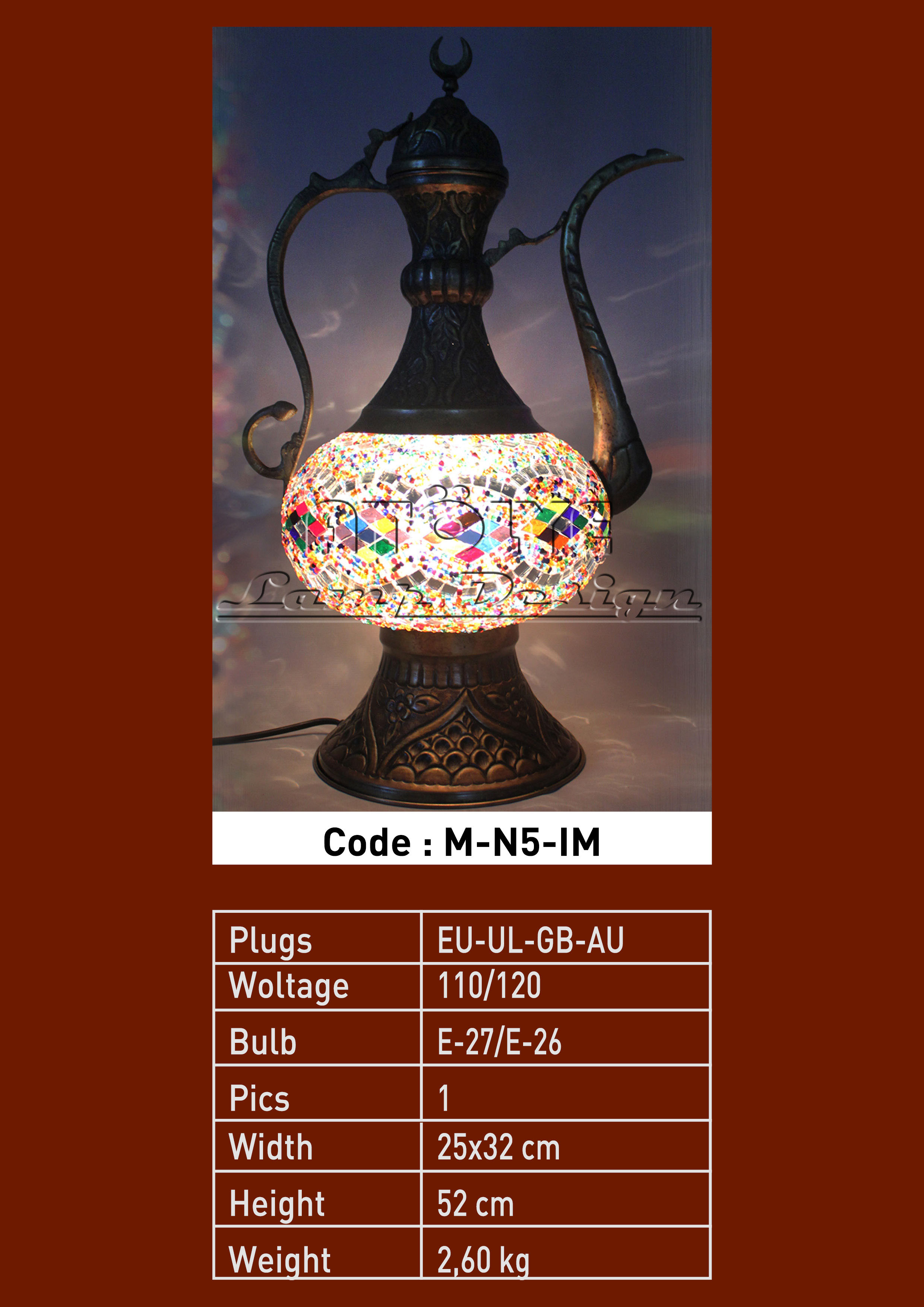 turkish mosaic pitcher lights
